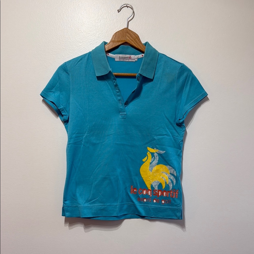 Blue‎ Polo Shirt with Yellow Graphic